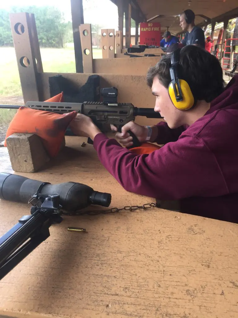 Aiming a gun in the shooting range